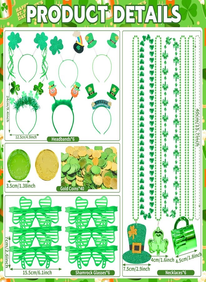 Seifar 202 Pack St. Patricks Day Accessories, Shamrock Glasses Necklaces Bracelets Headbands Mustaches Tattoos Stickers Gold Coins St. Patrick's Day Accessories Irish Decorations Supplies - Image 3