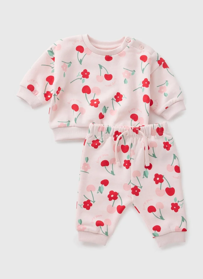 Matalan Baby Pink Cherry Sweatshirt & Jogging Bottoms