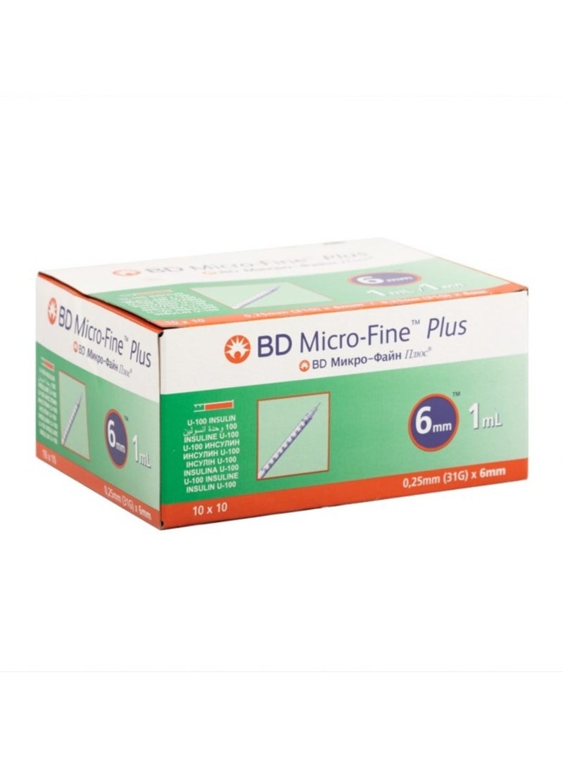 BD Micro Fine Plus Insulin Injection, 1ml 6mm 100/pc - Image 1