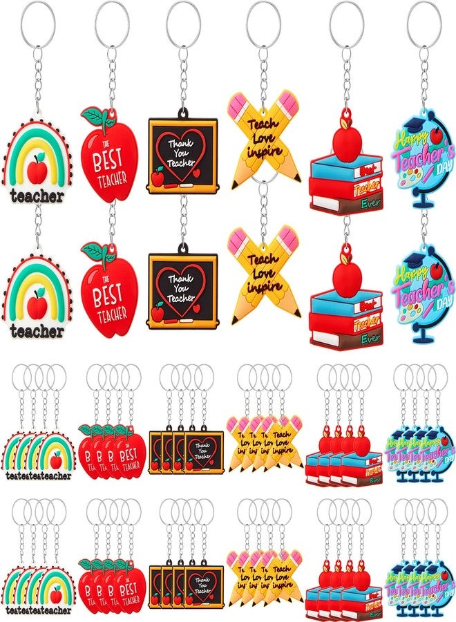 Ferreve 60 Pieces Teacher Keychain Bulk Teacher Appreciation Gifts Thank You Christmas Gifts Key Chain Keyring - Image 1