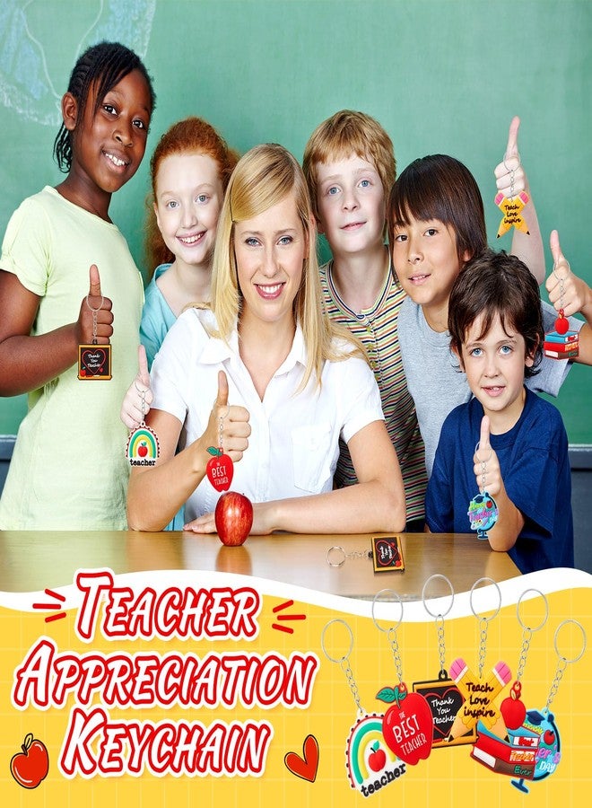 Ferreve 60 Pieces Teacher Keychain Bulk Teacher Appreciation Gifts Thank You Christmas Gifts Key Chain Keyring - Image 2