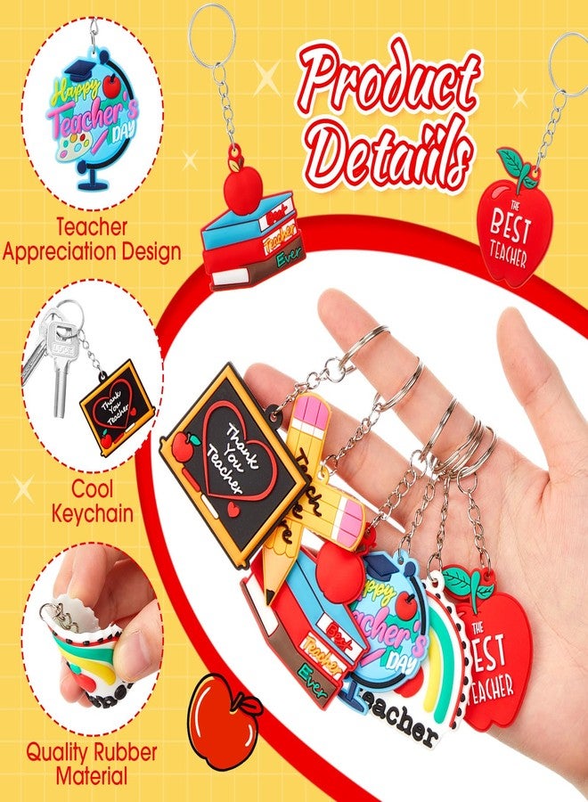 Ferreve 60 Pieces Teacher Keychain Bulk Teacher Appreciation Gifts Thank You Christmas Gifts Key Chain Keyring - Image 5