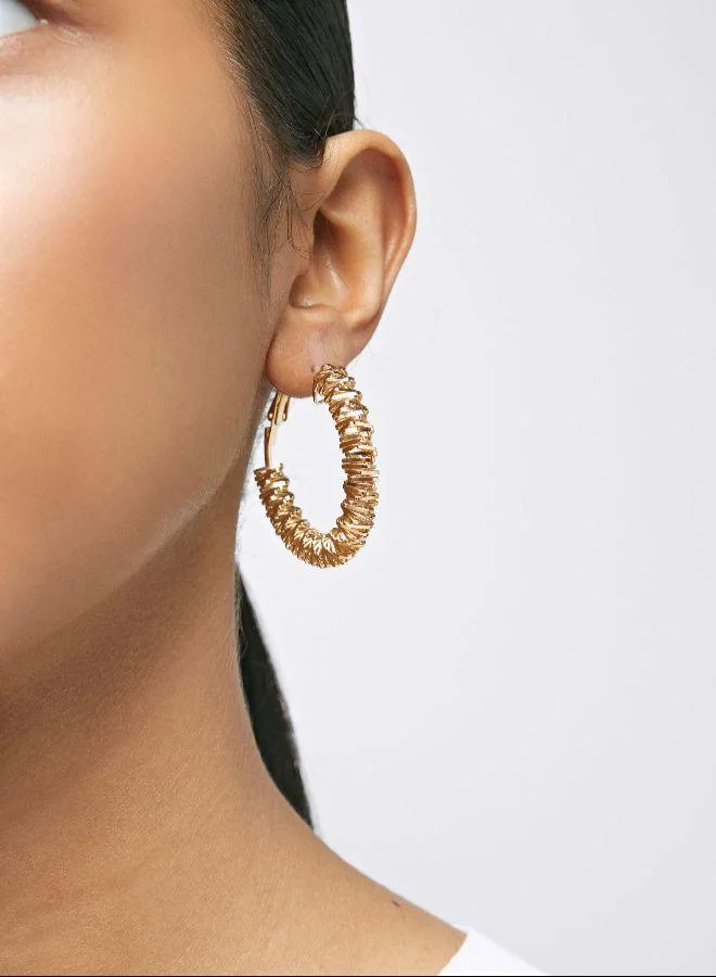 PARFOIS Golden irregular hoop earrings