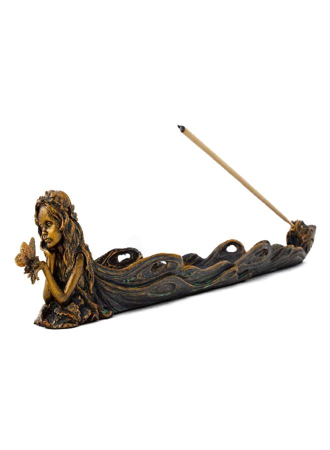 Top Collection Cute Fairy Incense Holder - Hand Painted Mythical Creature with Butterfly Figurine- Fits Standard Incense Sticks- 10-Inch Long Collectible Incense Burner - Image 1