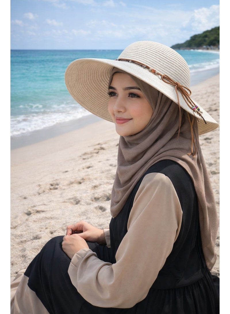 Women’s Summer Straw Sun Hat – Elegant Wide Brim Beach Hat for UV Protection, Lightweight and Comfortable for Travel and Outdoor Use - Image 1