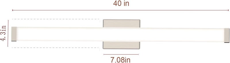 YHTlaeh ضوء ف vanity الحمام بتشطيب نيكل مصقول LED مربع 24 بوصة 14 واط 4000 كلفن ضوء أبيض طبيعي تركيبات إضاءة حائط فوق المرآة (نيكل مصقول، 40 بوصة) - Image 3
