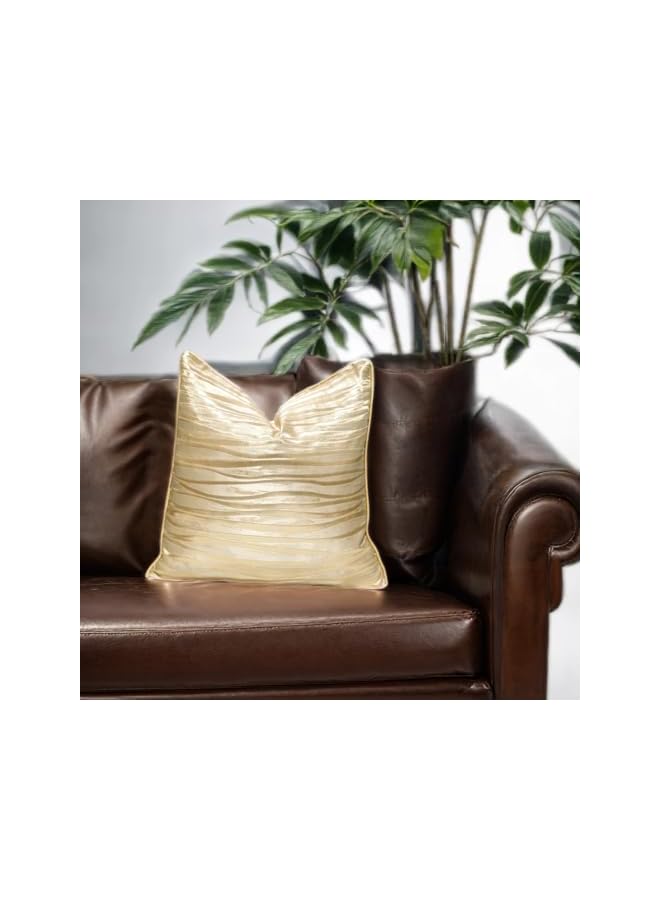 The Bros غطاء وسادة (ذهبي)، بيج، غطاء وسادة رمي، 45x45 غطاء وسادة زخرفي مربع، واقي وسادة جاكار ذهبي فاخر للأريكة، صوفا، سرير، ديكور منزلي - Image 2