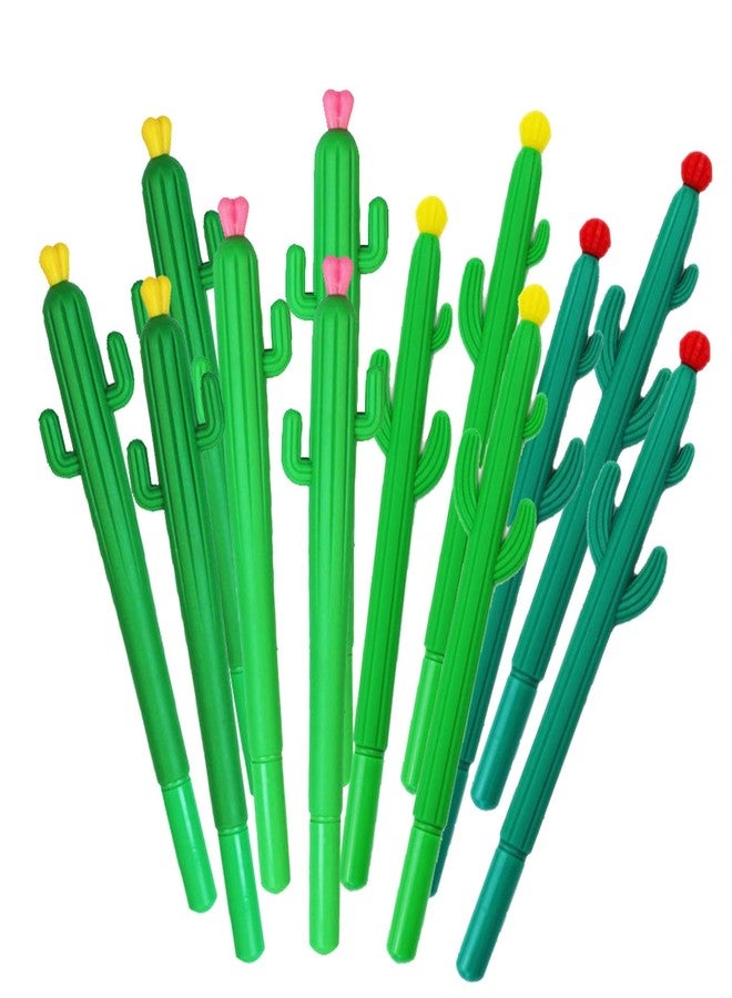 YYaaloa 12pcs Cactus Shape Gel Ink Writing Pens 0.5 mm Black Ink Fun Kawaii Pens Bulk for Office Supplies - Image 1