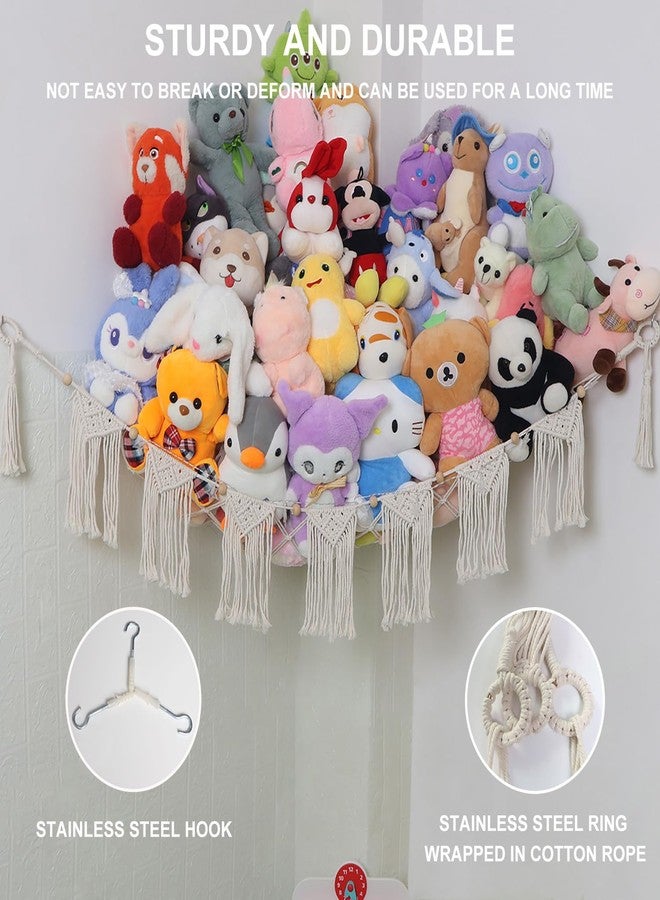 badigo Large Stuffed Animal Hammock or Net, Macrame Boho Toy Hammock with LED Light, Decorate Net for Stuffed Animals Corner, Space Saving Hanging Stuff Animal Organizer Holder for Kids Bedroom Playroom - Image 4