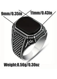 Goolsky 1pc Vintage Carved Ring Black Artificial Gemstone Ring, Gothic Dragon Scale Ring Textured Copper Ring, Hip-hop Rings Punk Rings Street Dance Rings, Fashion Jewelry For Men, Best Gift For Boyfriend/Husband  - Image 2