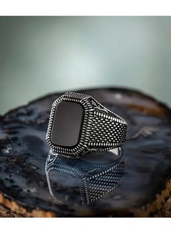 Goolsky 1pc Vintage Carved Ring Black Artificial Gemstone Ring, Gothic Dragon Scale Ring Textured Copper Ring, Hip-hop Rings Punk Rings Street Dance Rings, Fashion Jewelry For Men, Best Gift For Boyfriend/Husband  - Image 3