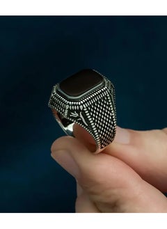Goolsky 1pc Vintage Carved Ring Black Artificial Gemstone Ring, Gothic Dragon Scale Ring Textured Copper Ring, Hip-hop Rings Punk Rings Street Dance Rings, Fashion Jewelry For Men, Best Gift For Boyfriend/Husband  - Image 4