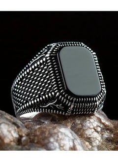 Goolsky 1pc Vintage Carved Ring Black Artificial Gemstone Ring, Gothic Dragon Scale Ring Textured Copper Ring, Hip-hop Rings Punk Rings Street Dance Rings, Fashion Jewelry For Men, Best Gift For Boyfriend/Husband  - Image 5