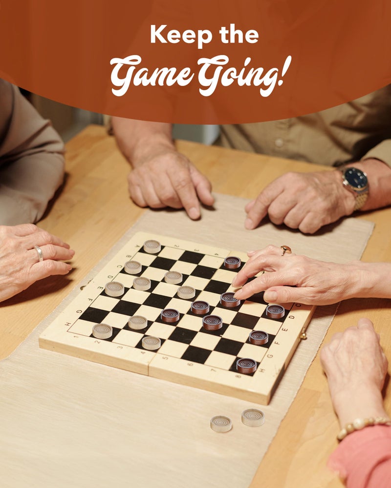 WE Games Wooden Checkers Pieces Only (1.06 inch), Checker Board Game & Backgammon Pieces, 24 Brown and Natural Stained Stackable Ridges with a Drawstring Storage Bag, Replacement Game Piece - Image 3