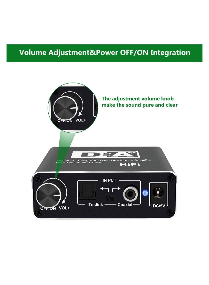 كابتن تيك 192kHz Digital to Analog Audio Converter for TV with Bass Volume Control, DAC Bi-Directional Coaxial/Optical Toslink SPDIF to AUX Stereo L/R RCA 3.5mm Jack Adapter for DVD Home Theater - Image 2