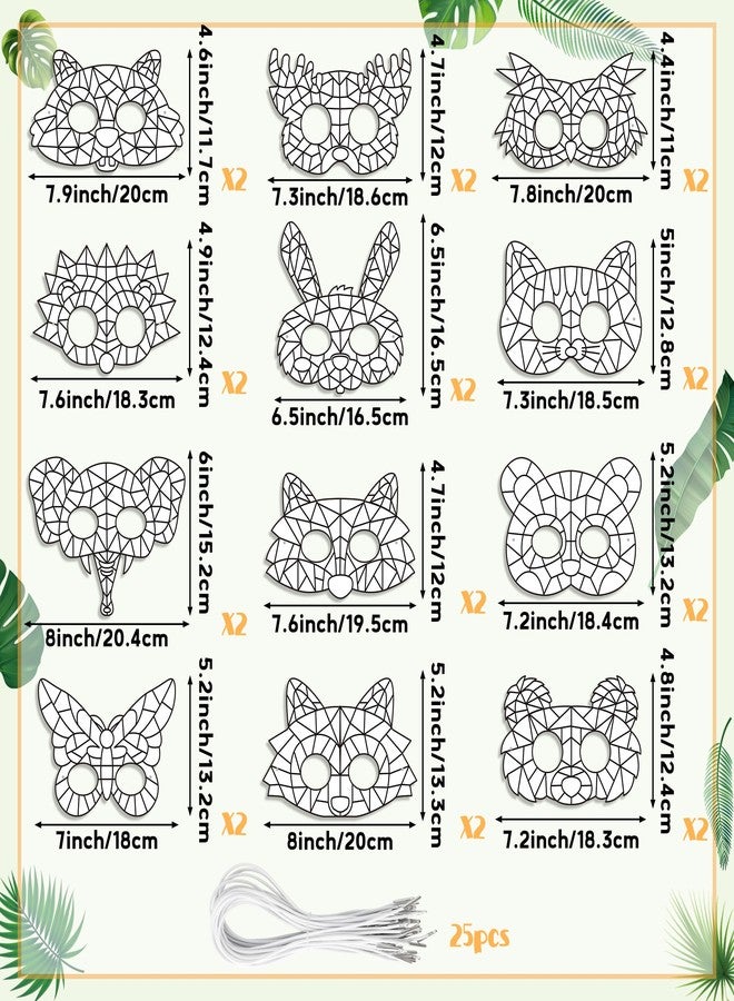 BeYumi Coloring Animals Mask Craft - 24Pcs Color Your Own Animals Mask Kit for Kids DIY Animal Geometric Card Decor School Classroom Theme Party Favors Fun Art Activity - Image 2