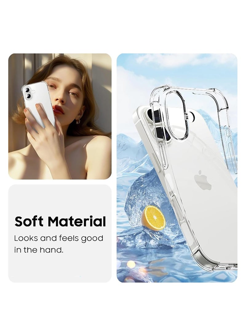 جراب شفاف لهاتف iPhone 16 مصنوع من مادة TPU الناعمة المرنة المقاومة للصدمات وغطاء خلفي شفاف مصمم لهاتف iPhone 16 جراب شفاف مقاوم للصدمات - Image 3