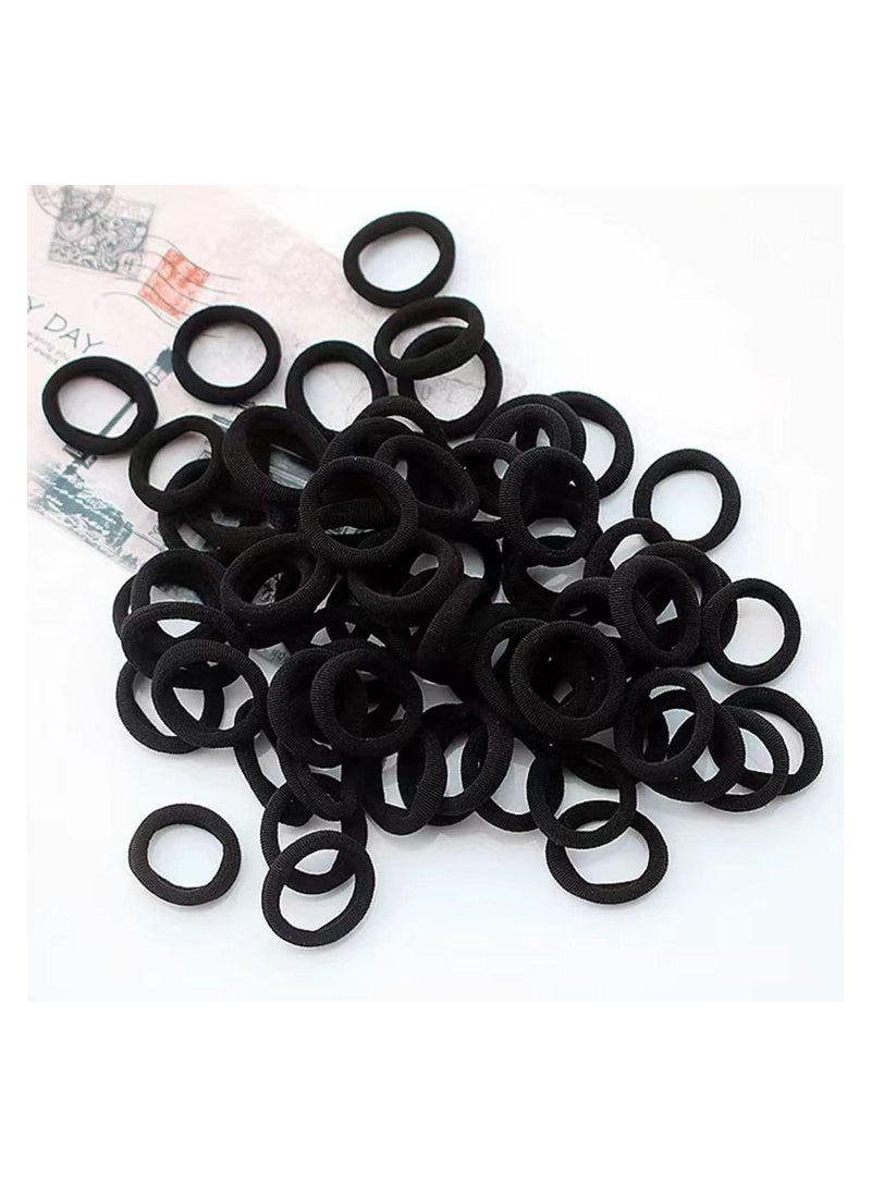 GROWSTEADY Non-Slip Mini Elastic Hair Ties 200 Pieces Black - Image 1