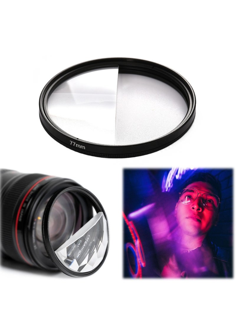 KASTWAVE - 77mm Camera Lens Filter, Crystal Clear 77mm Glass Prism Camera Lens Filter - Capture Stunning Images with Variable Subjects - Essential SLR Photography Accessory (Half Blurring Effect) - Image 1