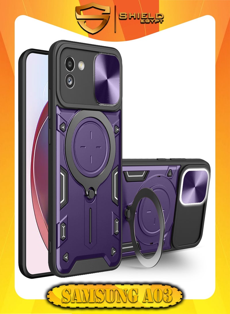 SHIELD EGYPT SHIELD EGYPT For Samsung Galaxy A03 Armored Camera Shield Cover Camera Lend Protection, Built-in 360° (Purple) 