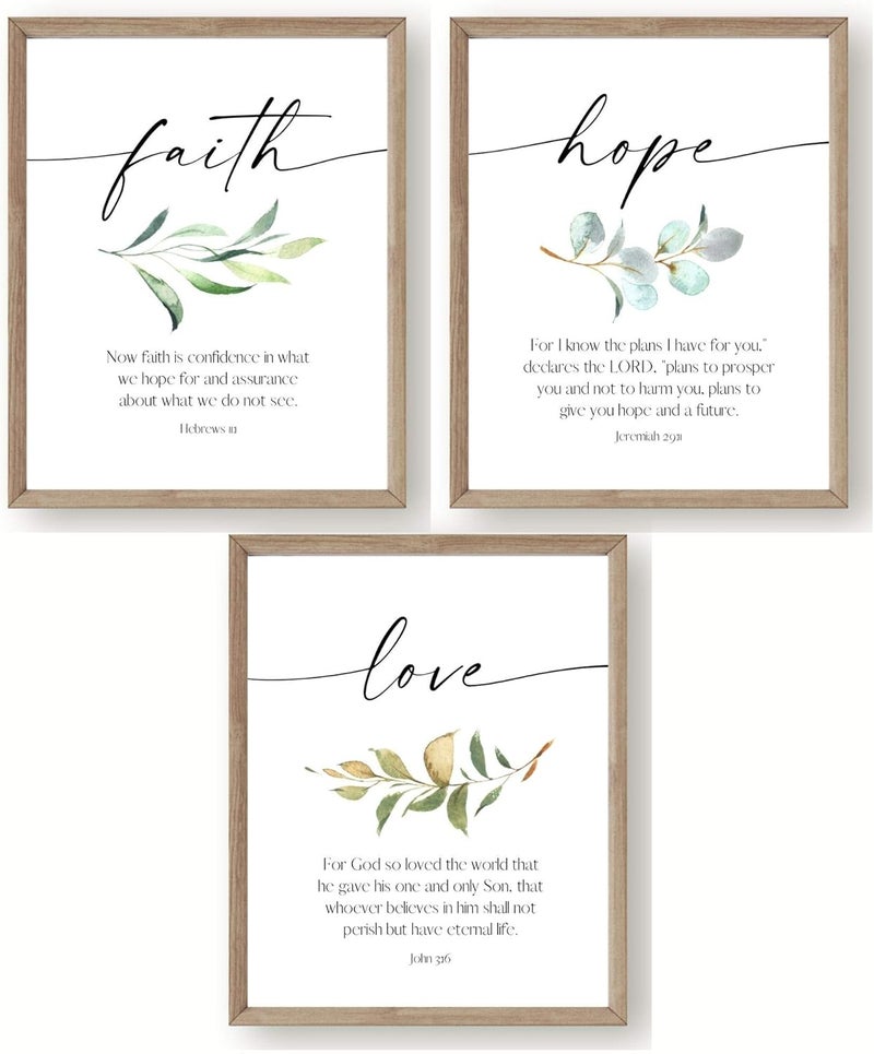 BPA طباعة آيات الكتاب المقدس: الإيمان، الأمل، الحب - مجموعة من 3 - Image 1