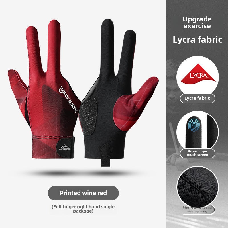 Generic Professional Billiards Gloves Breathable Anti-Slip[Full Finger] Right Hand Black and Red Single XG76 [Full Finger] Right Hand Black and Red Single XG76 