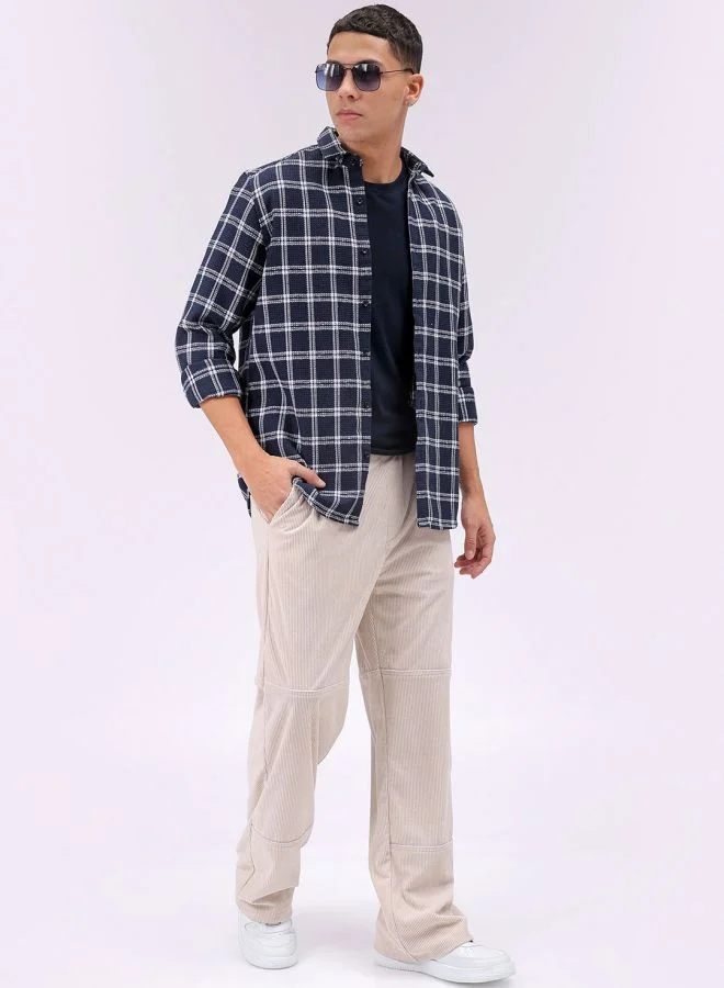 شركة المرآب الهندية Men Regular Fit Checkered Full Sleeves Cutaway Collar Resort Wear Shirt