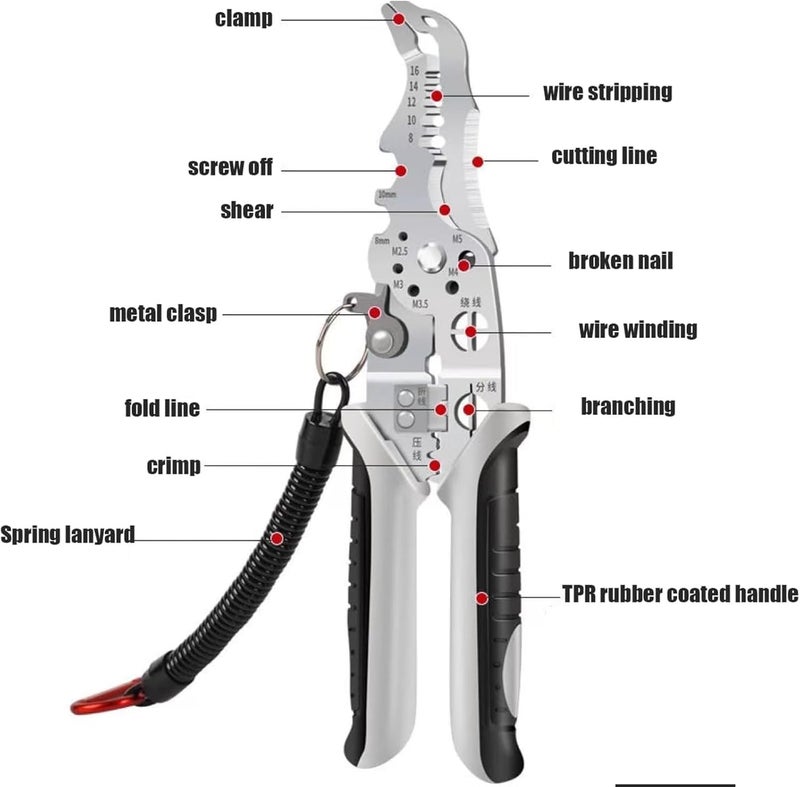 XBEY 13 In 1 Multifunctional Wire StripperCrimper Tool Wire Cutter Hand Tool For Cable CrimperStripper Professional Electrician Pliers For ShearingClamping - Image 2