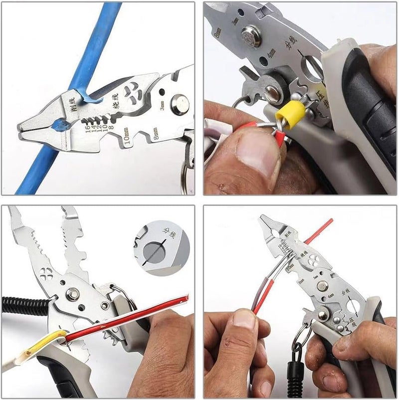 XBEY 13 In 1 Multifunctional Wire StripperCrimper Tool Wire Cutter Hand Tool For Cable CrimperStripper Professional Electrician Pliers For ShearingClamping - Image 3