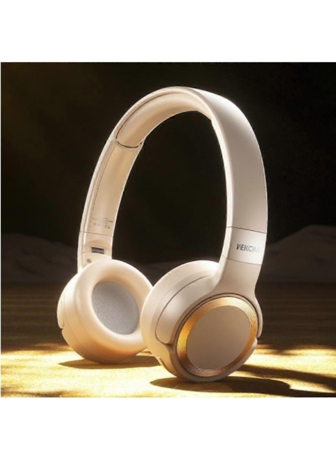 WEKOME WM-12 Wireless/Wired On-Ear Headphones – Bluetooth Stereo Headset with Built-in Mic, Deep Bass Sound & 4 Hours Playtime | Foldable Comfortable Design – White - Image 4