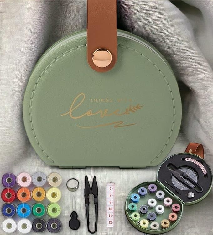 RIANZ Sewing Kit, Travel Mini Sewing Kits for Adults Suppliers Repair Project Kit Needle Family Sewing Thread Accessories Traveler Beginner Emergency Kids DIY Organizer Plastic (Green) - Image 1