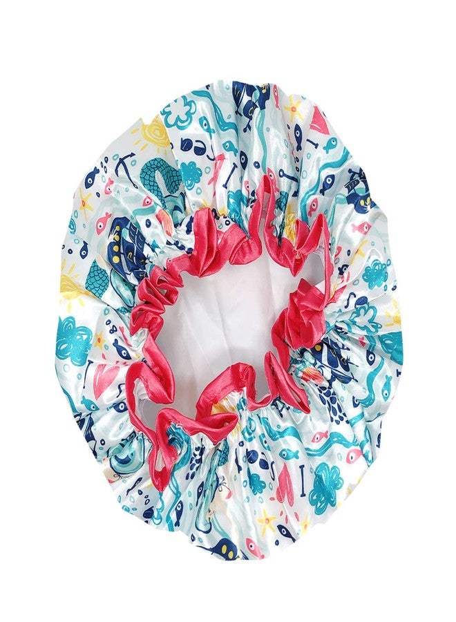 allydrew Reusable Women's Waterproof Shower Caps for Long Hair, Under the Sea - Image 2