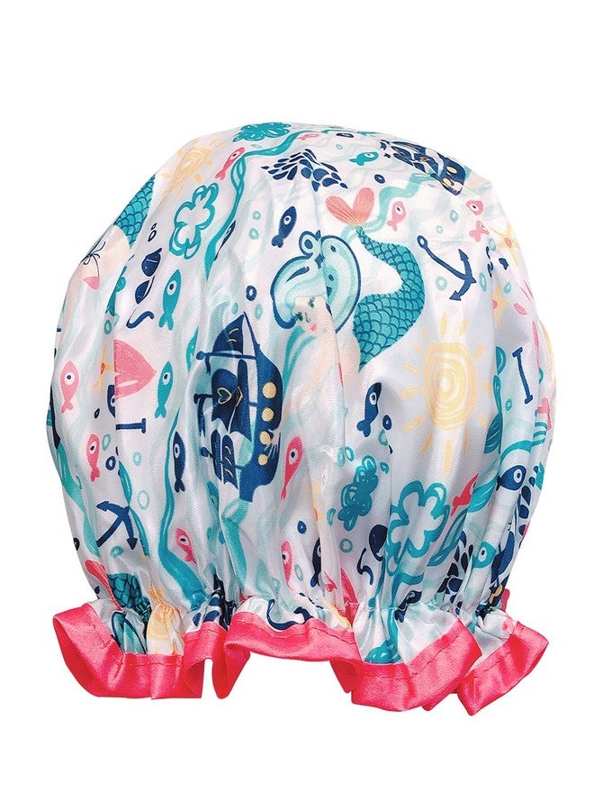 allydrew Reusable Women's Waterproof Shower Caps for Long Hair, Under the Sea - Image 1