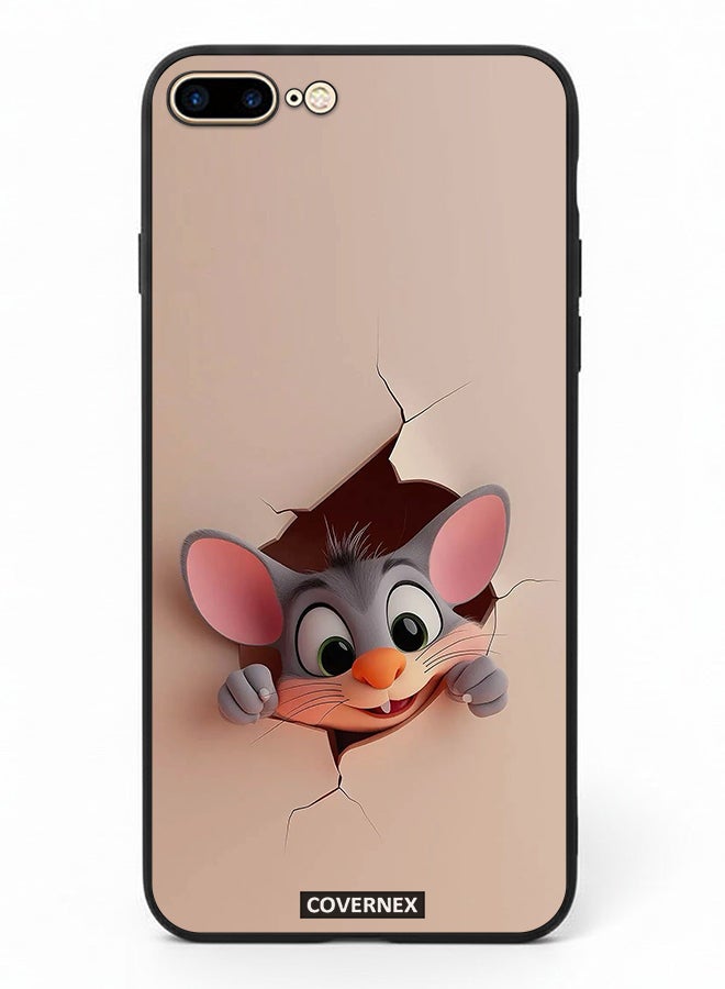 Covernex Apple iPhone 7 Plus Protective Case Cover Printed Featuring Tiny Mouse Wall Break 3D Effect - Image 2
