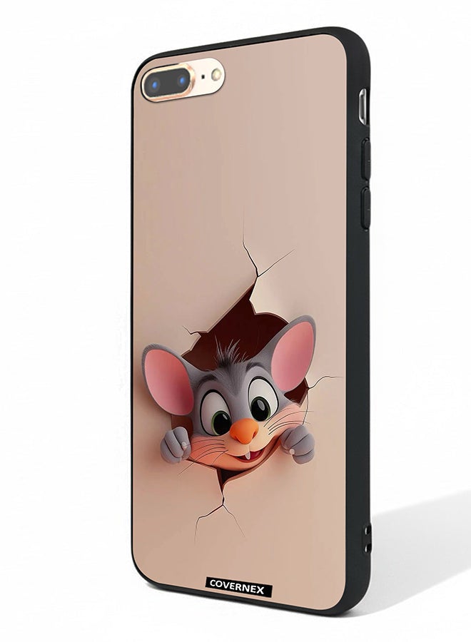 Covernex Apple iPhone 7 Plus Protective Case Cover Printed Featuring Tiny Mouse Wall Break 3D Effect - Image 1