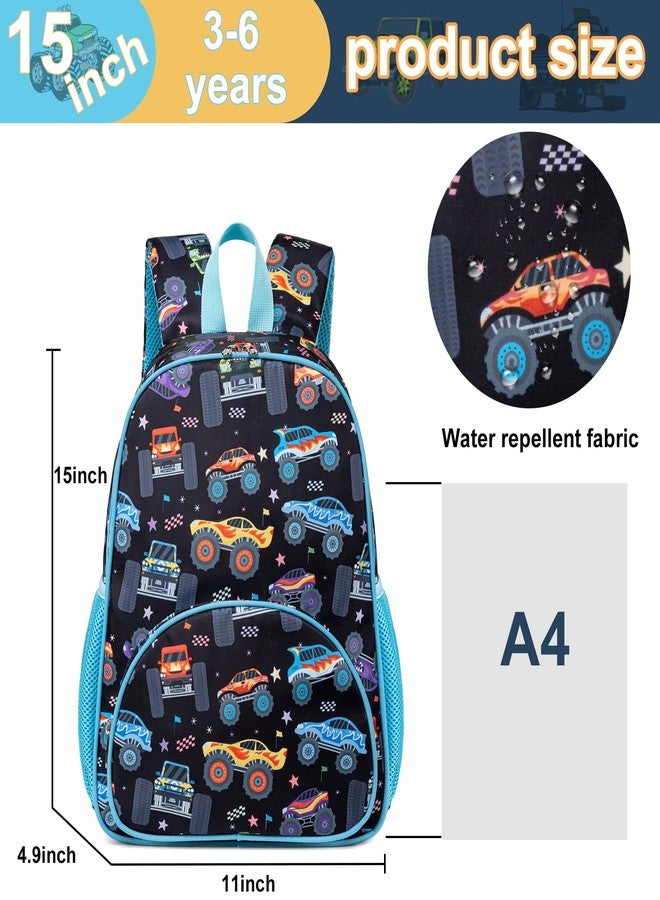 LOIDOU Toddler Backpack Boys 15 Inch Kids Preschool Kindergarten School Backpack Book Bag for Daycare Nursery Travel, Blue Truck Car, Small, Kids Backpack - Image 5