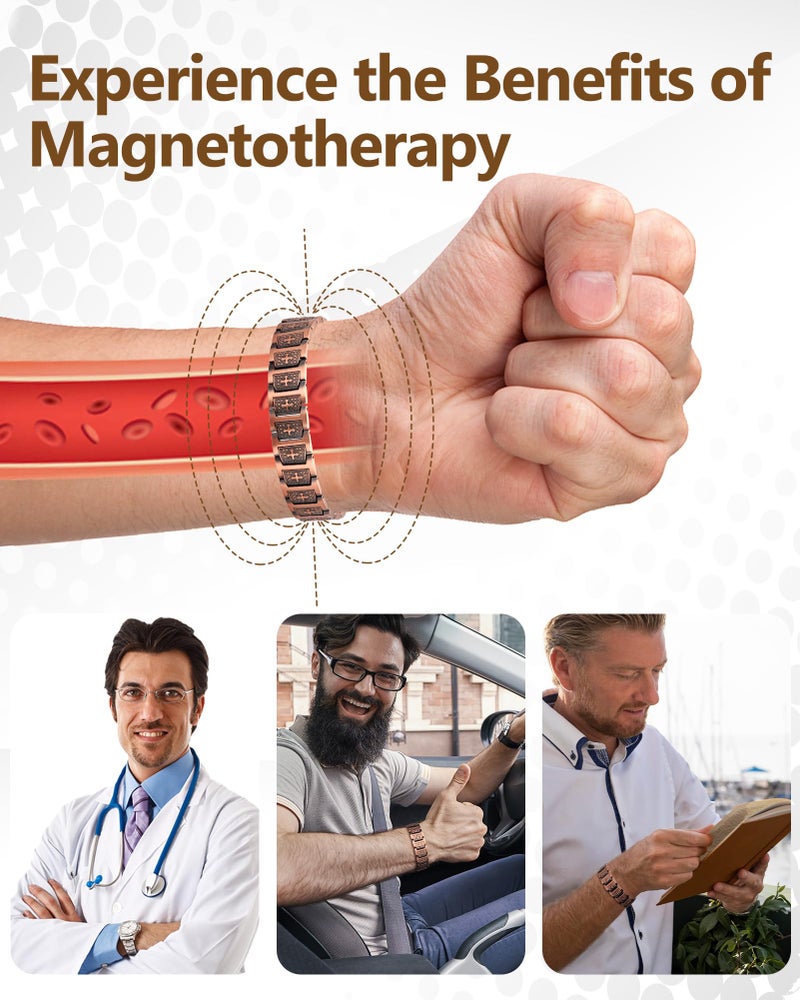 Feraco Copper Cross Bracelet for Men,Magnetic Therapy Cooper Christian Bracelets with 46 Magnets, Men's 99.99% Pure Copper Jewelry - Image 5