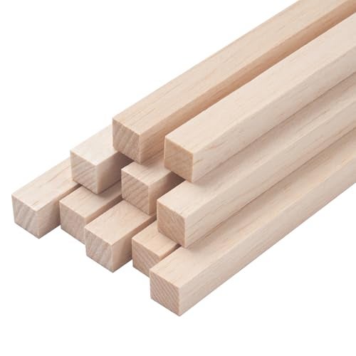 Coowayze Balsa Wood Sticks Balsa Wood Strips 58 x 12 10 PCS Square Wooden Dowels for Crafts Unfinished Wood Dowel Rods Wooden Sticks for Crafting Miniature Architectural Model Building Supplies - Image 1
