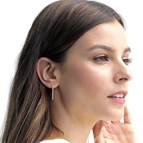 PAVOI 14K Gold Plated 925 Sterling Silver Post Cubic Zirconia Hoop Earrings | Large White Gold Hoops - Image 2