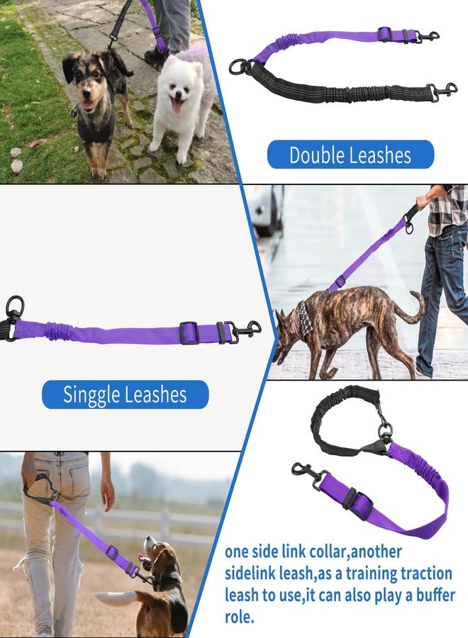 YAODHAOD Double Dog Leash,Two Dog Leash Splitter, No Tangle 360° Swivel Rotation Reflective Lead, Adjustable Length Bungee Heavy Duty Walking Training Dual Extension (Black + Purple) - Image 4