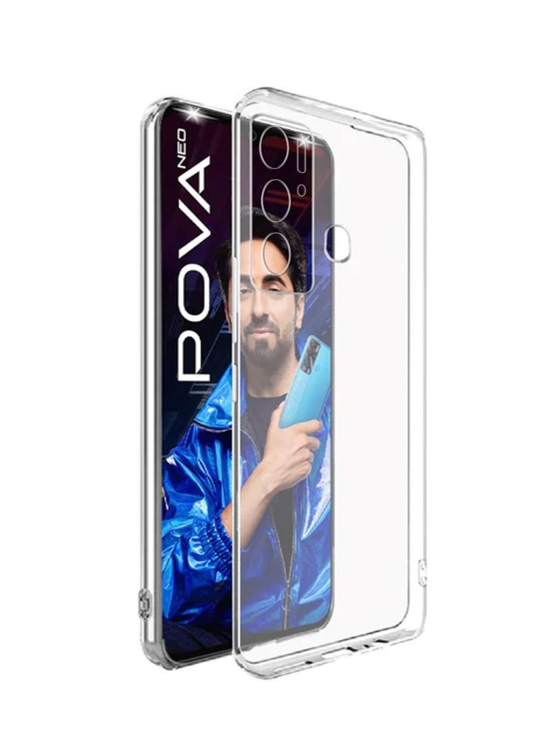 Techie جراب شفاف رفيع للغاية من Techie Tecno Pova Neo TPU ناعم بزاوية مضادة للصدمات ومضاد لبصمات الأصابع وغطاء خلفي شفاف واقٍ - Image 1