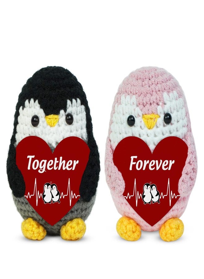 OASSIE Anniversary Couple Gifts for Him and Her - Positive Penguin Couple Crochet with Card - Birthday Anniversary Wedding Gifts for Men Women Couples Husband Wife Boyfriend Girlfriend - Image 1