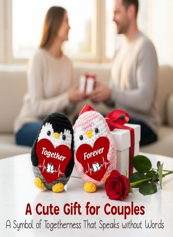 OASSIE Anniversary Couple Gifts for Him and Her - Positive Penguin Couple Crochet with Card - Birthday Anniversary Wedding Gifts for Men Women Couples Husband Wife Boyfriend Girlfriend - Image 2