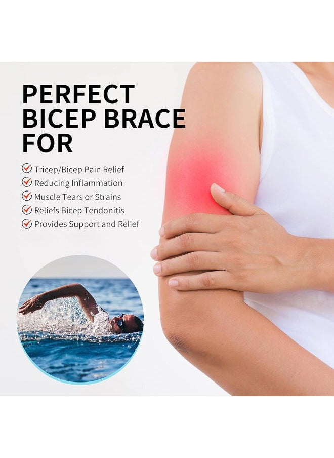 FEATOL Bicep Tendonitis Brace Compression Sleeve Support, Upper Arm Brace Tricep Bicep Support Bands for Men and Women, Arm Wrap Pain Relief for Muscle Strains and Inflammation(Black, Medium)  - Image 3