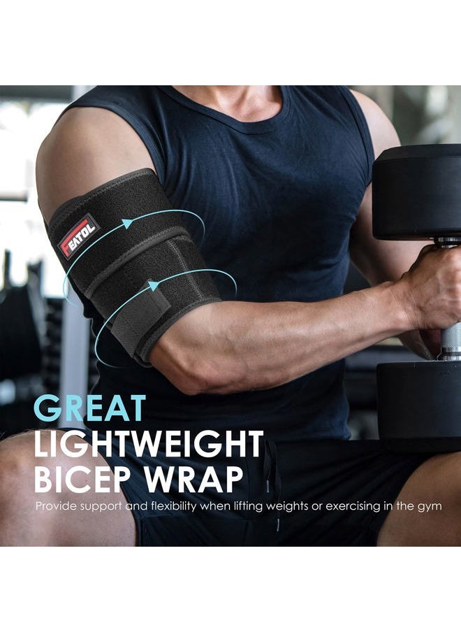 FEATOL Bicep Tendonitis Brace Compression Sleeve Support, Upper Arm Brace Tricep Bicep Support Bands for Men and Women, Arm Wrap Pain Relief for Muscle Strains and Inflammation(Black, Medium)  - Image 4