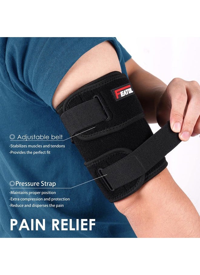 FEATOL Bicep Tendonitis Brace Compression Sleeve Support, Upper Arm Brace Tricep Bicep Support Bands for Men and Women, Arm Wrap Pain Relief for Muscle Strains and Inflammation(Black, Medium)  - Image 2