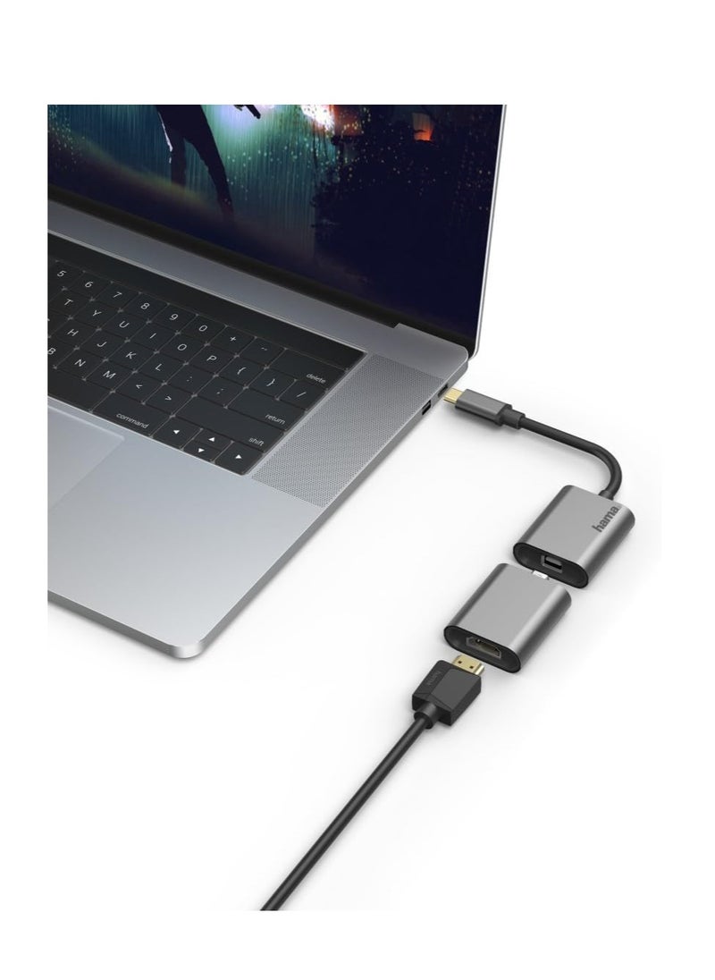 Hama 200306 Video Adapter Set, 6 in 1, USB-C, Mini-DisplayPort, HDMI™, VGA, alu
