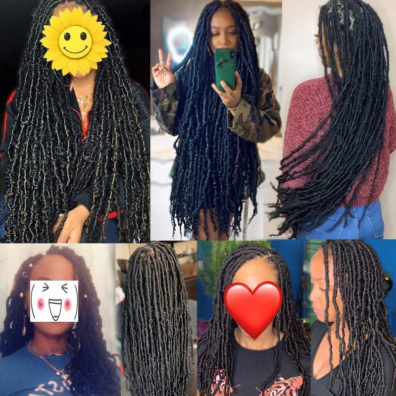 Leeven 18 Inch Ombre Blonde New Soft Locs Crochet Braids Hair 7 Packs Pre-looped Curly Wavy Goddess Faux Locs Crochet Hair for Women Afro Roots Synthetic Braiding Hair Extensions T27# - Image 5