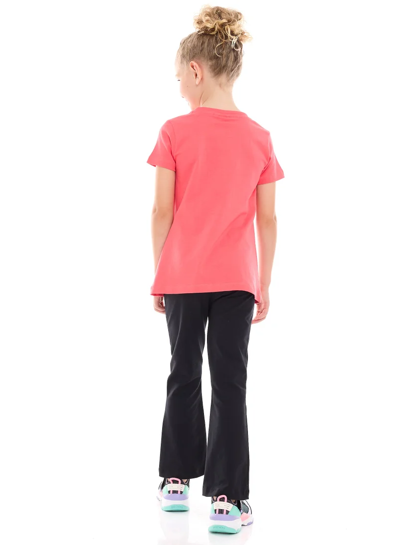 victor and jane Girls’ 2-Piece Outfit Set - (2-8 Years)Tee & Flared Legging - Pink & Grey