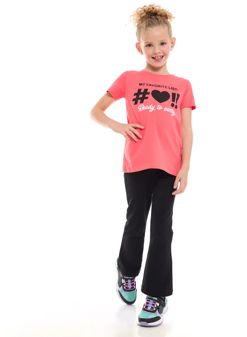 victor and jane Girls’ 2-Piece Outfit Set - (2-8 Years)Tee & Flared Legging - Pink & Grey
